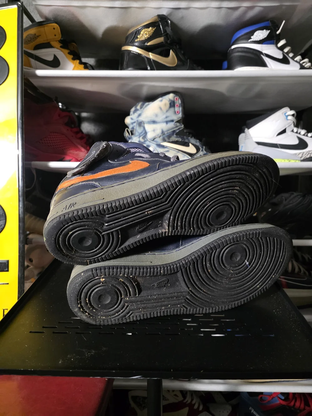 🔥 Nike Air Force 1 High-Top Premium  Sneakers with Orange Swoosh Size 14 - Picture 10 of 11